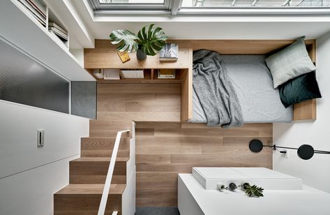 Staircase Interior Design, Gray And White Bathroom, Contemporary Bedroom Design, Micro Apartment, White Kitchen Decor, Built In Furniture, 아파트 인테리어, Tiny Apartment, Design Del Prodotto