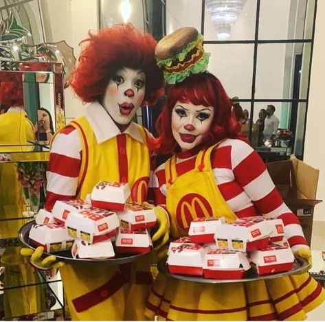 Ronald Mc Donald Costume, Mcdonalds Costume Women, Female Ronald Mcdonald, Ronald Mcdonald Costume Women, Mcdonalds Costume, Ronald Mcdonald Costume, Wedding Late Night Snacks, Knitting Humor Funny, Clown Costume Women