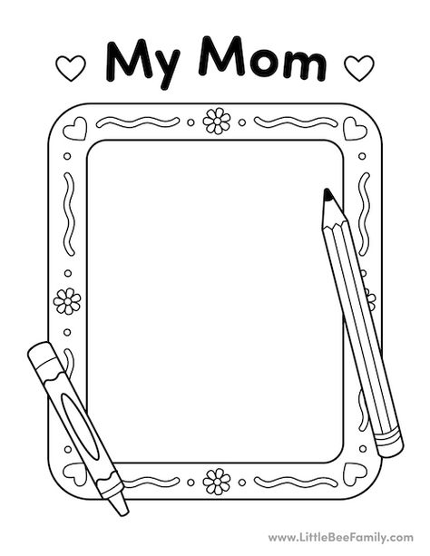 Enjoy this free printable Mother's Day gift drawing card! Find more Mother's Day coloring pages & activities for the family at LittleBeeFamily.com. Coloring Pages Activities, Dad Drawing, Mom Coloring Pages, Dad Printable, Fathersday Crafts, Dad Crafts, Bee Family, Mothers Day Coloring Pages, Fathers Day Coloring Page