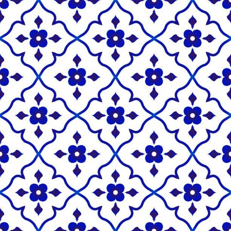 Laundry Room Floor Plans, Laundry Room Floor Tile, Blue Pottery Designs, Laundry Room Floor, Flower Tile Pattern, Morocco Pattern, Laces Design, Floor Tile Ideas, Floor Makeover