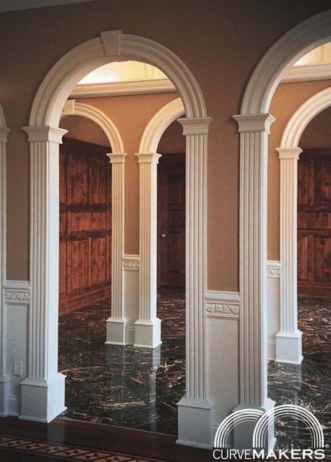 Interior Arches And Columns, Arch Opening Interior, Living Room Archway Ideas, Arch Doorway Ideas, Arches Interior Design, Diy Arches, Trim Molding Ideas, Arch Moulding, Wood Arches