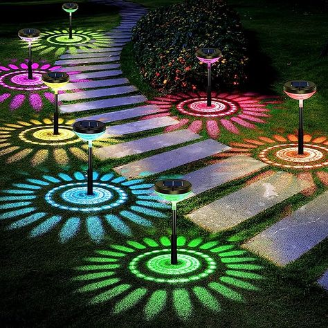 Amazon.com: Pathway Lights Walkways, Solar Powered Garden Lights, Outdoor Gardens Landscaping, Lawn Landscape, Solar Path Lights, Solar Pathway Lights, Pathway Lights, Backyard Lawn, Garden Wallpaper