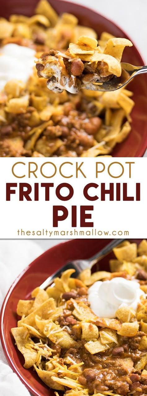 Crock Pot Frito Chili Pie Easy Crockpot Casseroles, Frito Chili Pie Recipe, Chili Pie Recipe, Frito Chili, Frito Chili Pie, Chili Pie, Chili Crockpot, Resep Pasta, Frito Pie