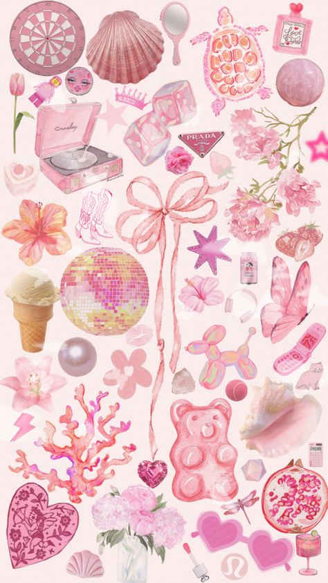 #pink #pinkaesthetic Love Shack Fancy Aesthetic Wallpaper, Trendy Pink Wallpaper, Notes Pink Aesthetic, Pink Art Wallpaper, Pink Aesthetic Wallpaper Collage, Pink Shuffle, Pink Aesthetic Wallpaper Lockscreen, Wallpapers Coquette, Pink Collage Wallpaper