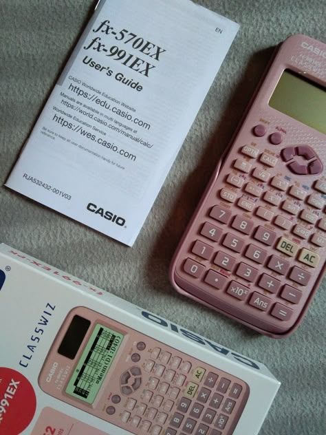 Caltech Aesthetic, Casio Calculator Aesthetic, Calculator Design Ideas, Caltech University Aesthetic, Chemistry Girl, Pink Calculator, Accounting Major, Calculator Design, Preppy School Supplies