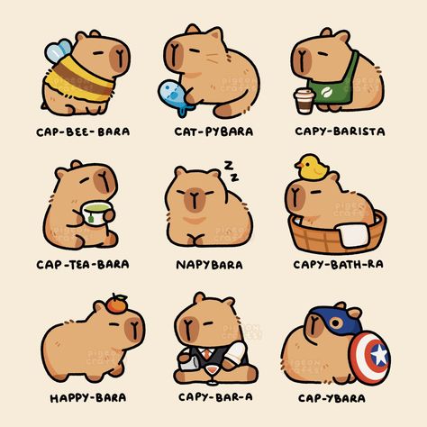 Capybara Cute Drawing, Capybara Craft, Capybara Cartoon, Pastel Illustration, Funny Lockscreen, Summer Wallpapers, Doodles Drawings, Cute Fall Wallpaper, Pet Bunny