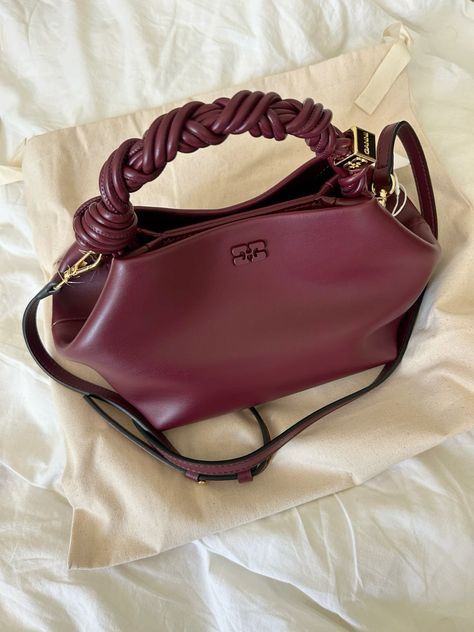 Ganni Bou Bag Outfit, Ganni Bou Bag, Ganni Aesthetic, Dark Female Energy, Ganni Bag, Expensive Fashion, Burgundy Bag, Jw Pei, Female Energy