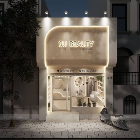 High-End Warm Color Display Cabinets and Back Wall Design for designer、beauty spa salon、shop owner Salon Wall Design, Shop Board Design, Jewelry Store Interior, Spa Store, Display Retail, Retail Facade, Commercial Design Exterior, Shop Facade, Salon Suites Decor