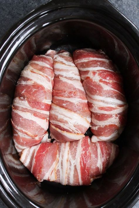 Chicken Breast Slow Cooker, Slow Cooker Bacon, Pot Recipes Healthy, Pot Recipes Easy, Thick Cut Bacon, Meals Healthy, Crockpot Recipes Beef, Crockpot Dishes, Chicken Slow Cooker Recipes