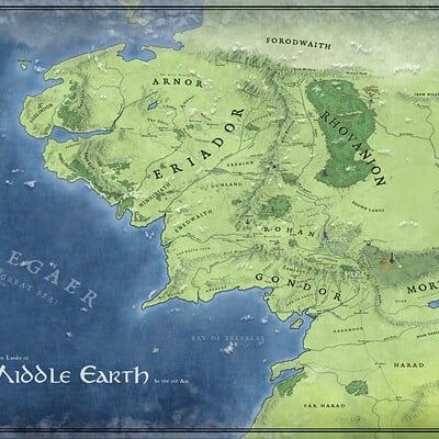 ArtStation - Map of Middle Earth in the Second Age Map Of Middle Earth, Middle Earth Map, Earth Map, I Am Done, Middle Earth, Tolkien, Map Art, My Way, The Middle