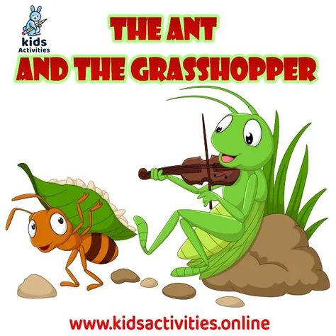 The Ant And The Grasshopper Story ⋆ Kids Activities Cricket Cartoon, Moral Stories In English, Grasshopper Images, English Moral Stories, Moral Stories In Hindi, English Short Stories, Story Teller, Kids Bedtime, English Story