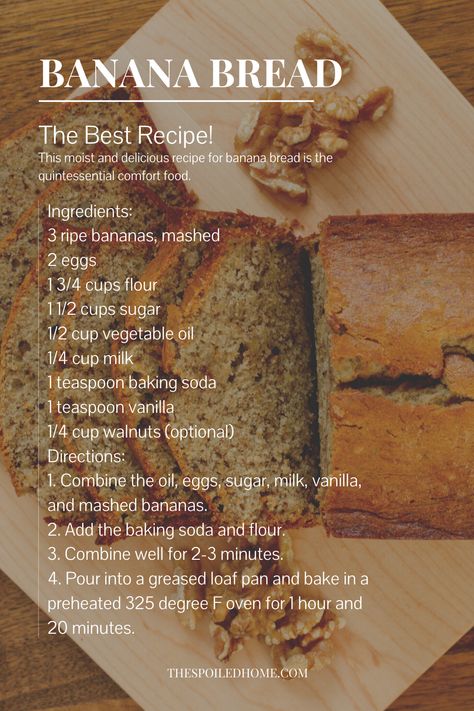 This moist and delicious recipe for banana bread is the quintessential comfort food.  It is perfect for quarantine cooking and using up overripe bananas. #BananaBread #bananaBreadRecipe #BananBreadRecipeEast #BananaBreadRecipeMoist #Recipes #Food How To Do Banana Bread, Easy Delicious Banana Bread Recipe, What To Make With Overripe Bananas, Trisha Yearwood Banana Bread Recipe, How To Make Banana Bread, Old Banana Recipes, Over Ripe Banana Recipes, Best Banana Bread Recipe Moist, Banana Bread From Scratch