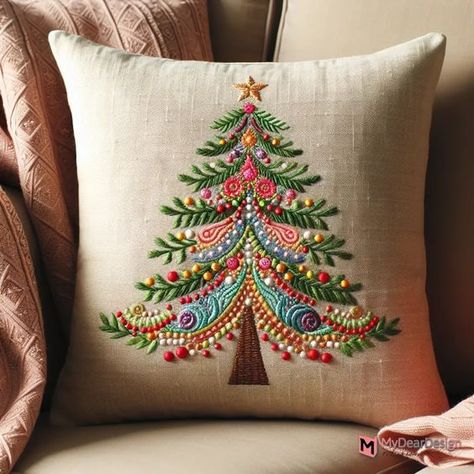 Form Your Space with These 7 Pillow Cover Embroidery Ideas – Mydeardesign Embroidered Christmas Pillows, Christmas Pillow Embroidery, Cushion Embroidery Design Ideas, Christmas Cushions Ideas, Pillow Cover Embroidery Designs, Diy Christmas Pillow Covers, Diy Embroidered Pillow, Embroidery Pillow Covers, Christmas Pillows Diy