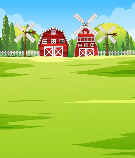 Farm Cartoon Background, Farm Drawing Landscape, Farm Drawing Easy, Farm Theme Preschool Activities, Farm Drawing, Farm Background, Farm Scenery, Farm Cartoon, Farm Vector