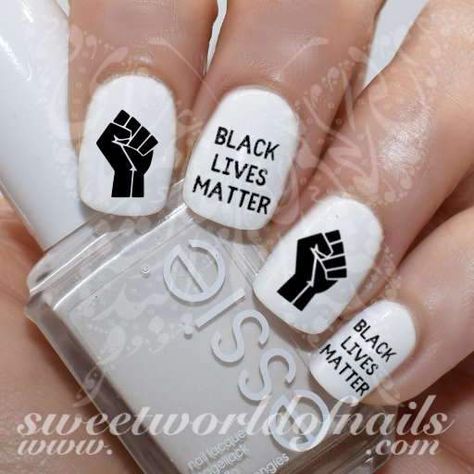 Black Lives Matter Nail Art Water Decals Black Power Nails Art Designs, Black Lives Matter Nails Art, Black Lives Matter Tattoo Ideas, Elephant Nails, Black Lives Matter Artwork, Champagne Nails, Black Lives Matter Protest Signs, Nail Water Decals, Transparent Nails