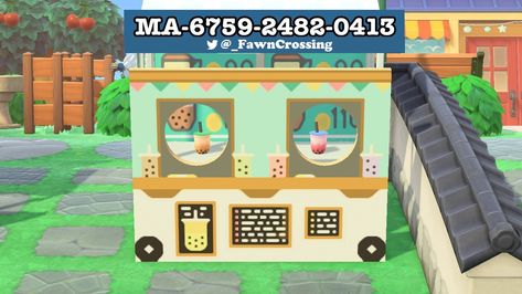 Acnh Boba Shop, Boba Cart, Acnh Standee, Boba Shop, Acnh Inspiration, Turquoise Beach, Garden Island, Acnh Designs, Acnh Codes