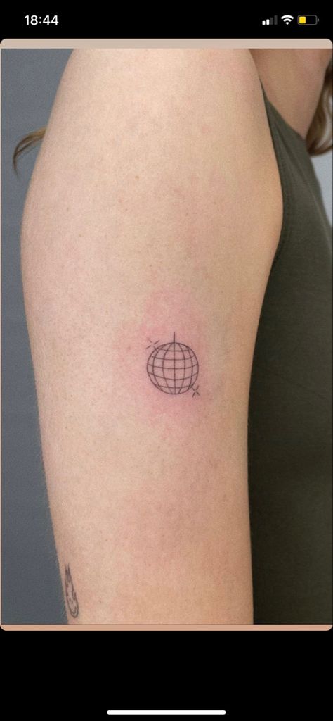 Tattoos For Genz, Tattoo Emma Chamberlain, Millennial Tattoo Ideas, Gen Z Tattoo Ideas, Dainty Disco Ball Tattoo, Gen Z Tattoo, Z Tattoo, Petite Tattoos, Tiny Tattoos