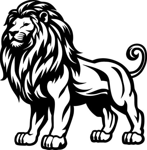 Lion Tattoo Vector, Lion Silhouette Art, Lion Logo Design Graphics, Lion Minimalist, Lion Vector Art, Lion Black And White, Lion Logo Design, Leon Logo, Lion Stencil