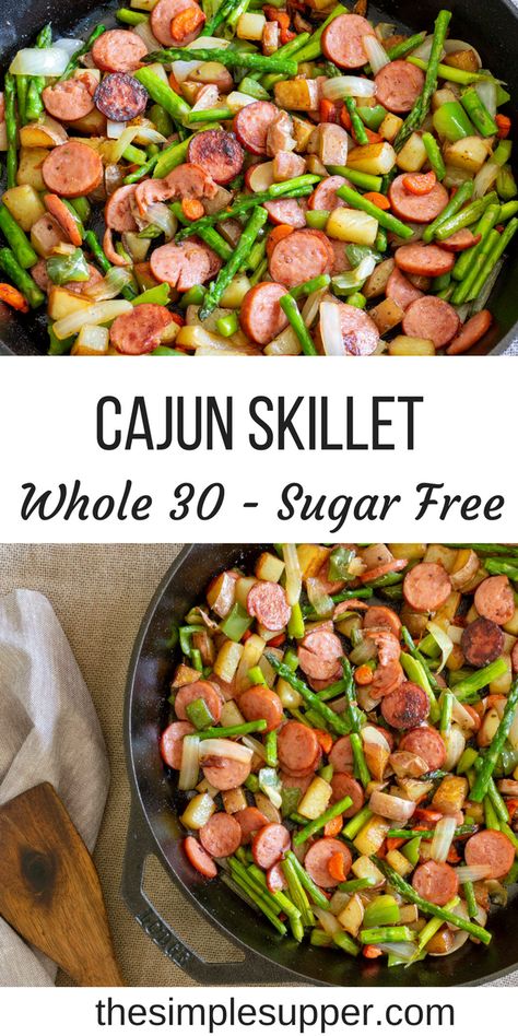 Cajun Asparagus, Cajun Skillet, Sausage Skillet, Seasonal Veggies, Clean Eating Recipes For Dinner, Clean Eating For Beginners, Diner Recept, Resep Diet, Fast Recipes