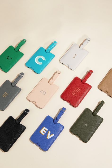 Luggage Tag Designs, Corporate Promotional Gifts, Leather Bag Tag, Leather Travel Accessories, Small Leather Accessories, Leather Anniversary Gift, Leather Luggage Tag, Leather Anniversary, Travel Tags