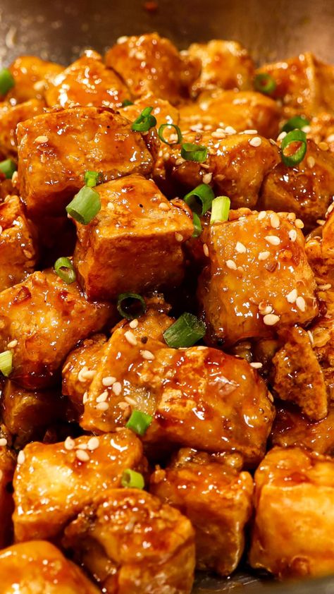 So delicious! Honey Tofu Recipes, Tofu Recipes Asian, Honey Sesame Tofu Recipes, Honey Glazed Tofu, Hot Honey Tofu, Honey Lemon Tofu, Honey Lemon Tofu Recipe, Tofu Recipes Honey Garlic, Honey Garlic Tofu