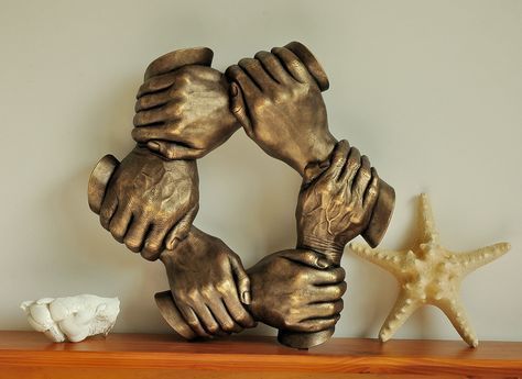 Concrete Hands, Baby Hand And Foot Prints, Clay Casting, Baby Cast, Hand Statue, Hand Casting, Families Hands, Body Cast, Plaster Crafts