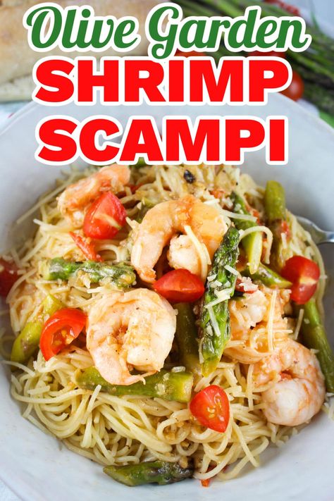 Olive Garden Scampi Sauce Recipe, Maggianos Shrimp Scampi Recipe, Olive Garden Shrimp Scampi Recipe Copycat, Shrimp Scampi Pasta Olive Garden, Olive Garden Shrimp Pasta, Shrimp Scampi Pasta With Asparagus, Shrimp Scampi With Veggies, Recipe For Shrimp Scampi Pasta, Shrimp Scampi Noodles Recipe