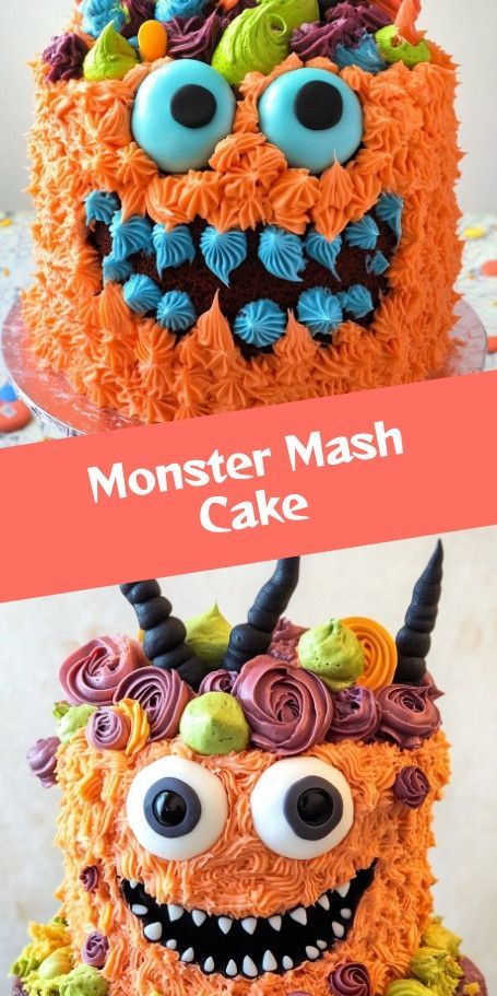 Monster Mash Cake: Spooky and Fun Halloween Dessert Idea Dive into Halloween festivities with this vibrant Monster Mash Cake! Easy to make and monstrously delicious, it’s perfect for kids and adults. Decorated with colorful layers and candy monster eyes, it’s a party hit! #HalloweenTreats #MonsterCake Candy Monster, Fun Halloween Desserts, The Monster Mash, Easy Decorations, Colorful Cake, Fun Halloween Treats, Monster Eyes, Monster Cake, Cake Easy