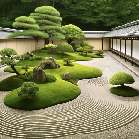 Japanese Trees Landscape, Simple Japanese Garden, Asian Garden Backyard, Japanese Stone Garden, Garden Gravel, Jing Y Jang, Small Garden Waterfalls, Practical Home Decor, Contemporary Backyard