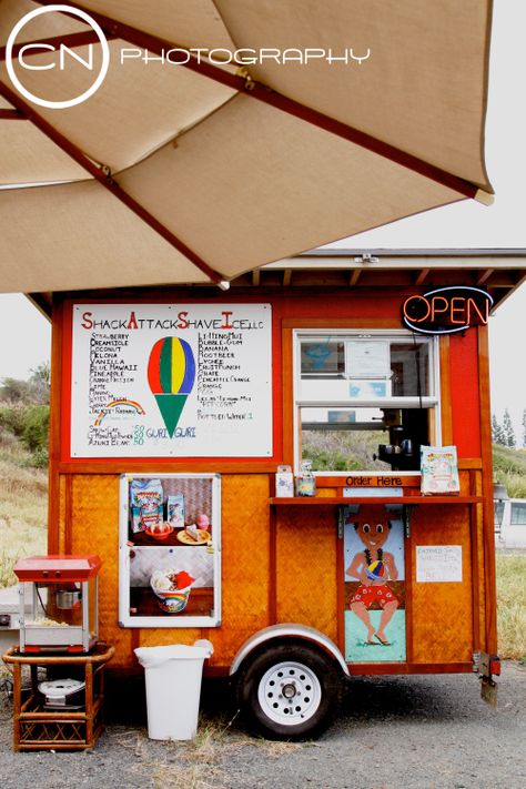 Shack Attack Shave Ice in Waimanolo Shave Ice Cart, Hawaiian Ice Cream, Snowcone Stand, Snowball Stand, Snow Cones Recipes, Shaved Ice Syrup, Fish Shack, Snow Maker, Snow Cone Stand