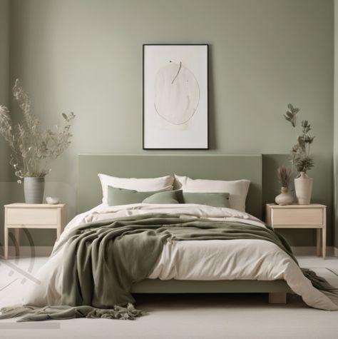 Aesthetic Minimalist Sage Green Bedroom Ideas - Tiwala Lifestyle Sage Green Mid Century Modern Bedroom, Sage Green Beige Bedroom, Sage Green Neutral Bedroom, Colored Bedroom, Sage Green Bedroom Ideas, Sleepy Cats, Green Bedroom Ideas, Sage Green Bedroom, Throw Pillows Bedroom