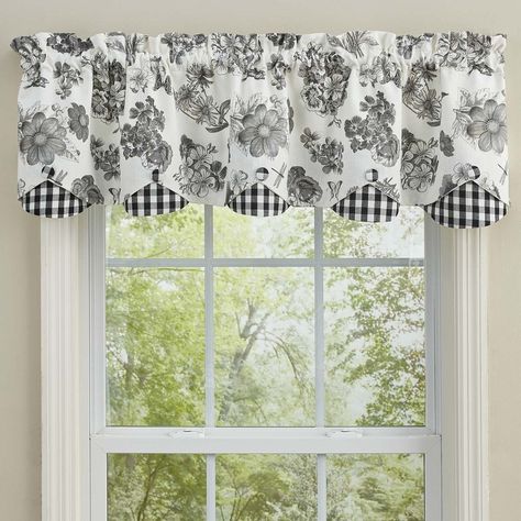 Farmhouse Style Curtains, Scalloped Valance, Contemporary Color Palette, Fox Decor, Country Curtains, Park Designs, Black Windows, Parking Design, Window Valance