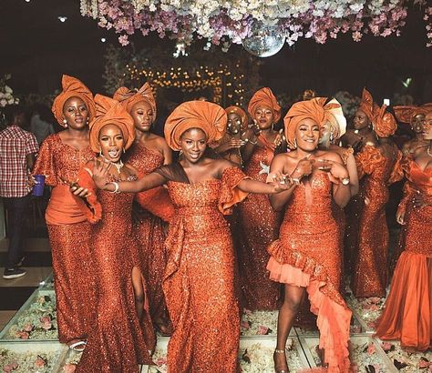 Afrocentric Beauty, Igbo Wedding Dress, Nigerian Bridesmaid Dresses, African Print Wedding Dress, Nigerian Wedding Dresses Traditional, Bridesmaid Outfits, Nigerian Wedding Dress, Nigerian Outfits, Fall Wedding Color Schemes