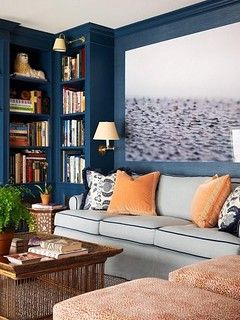 Ashley Whittaker 19172_263496441041_262294826041_4300281_7… | Flickr Blue Study, Blue Library, Blue Shelves, Navy Walls, Navy Blue Walls, Interior Design Per La Casa, Bookshelf Styling, Built In Bookcase, Blue Rooms