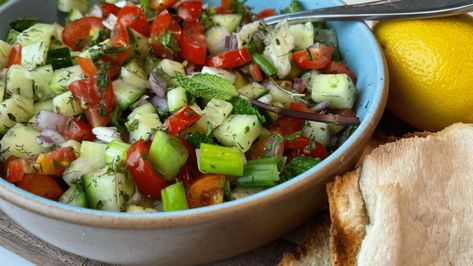 Salata Recipe - Afghan Salad – Afghan Cooks Afghan Salad, Afghan Recipes, Afghan Food Recipes, Culinary Travel, Hearty Dinner, Light Lunch, Chopped Salad, Shredded Cheese, Middle Eastern