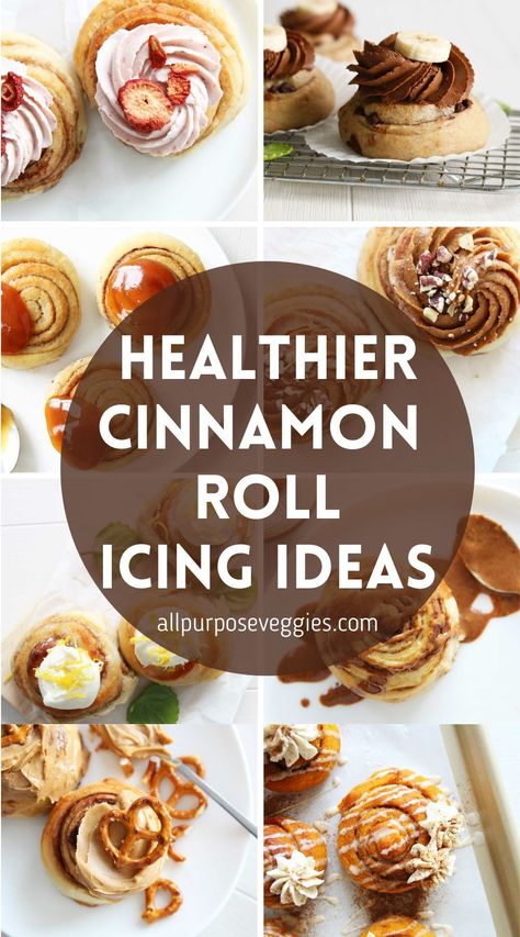 Healthy Cinnamon Roll Icing, Greek Yogurt Frosting, Cinnamon Roll Frosting, Peanut Butter Easter Eggs, Healthy Cinnamon Rolls, Cinnamon Roll Icing, Cinnamon Icing, Nice Cream Recipe, Easy Frosting