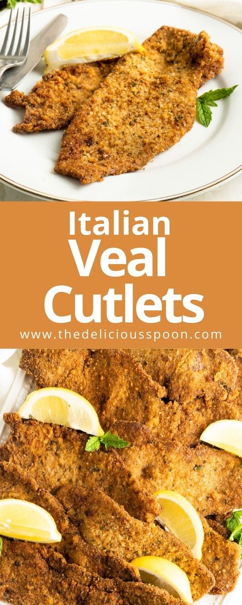 Straight out of Sicily, these Italian veal cutlets are also known as Cotoletta de Vitello. They’re lightly seasoned with a crunchy texture. Breaded Beef Cutlets, Italian Veal Cutlet Recipes, Veal Cutlets Recipes, Veal Recipes Cutlets, Veal Cutlet Recipes Easy, Breaded Veal Cutlets Recipes, Beef Cutlet Recipes, Breaded Veal Cutlets, Veal Scallopini Recipes