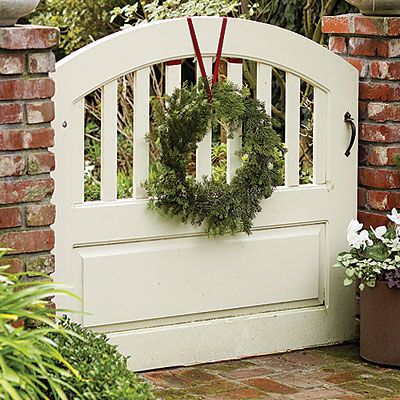 Wreath for a garden gate  or Backyard  Gate winter garden/ Garden Gates And Fencing, Garden Gate Design, Front Gates, Garden Gate, Back Door, Garden Fence, Gate Design, Garden Gates, Beautiful Wreath