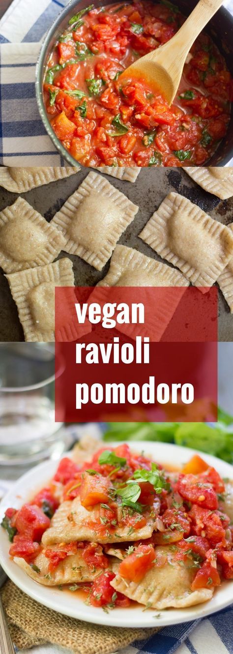 Homemade Vegan Ravioli with Pomodoro Sauce Pomodoro Sauce, Vegan Ravioli, Comfy Food, Vegan Italian Recipes, Vegan Pasta Dish, Resep Pasta, Vegan Bolognese, Vegan Entrees, Homemade Ravioli