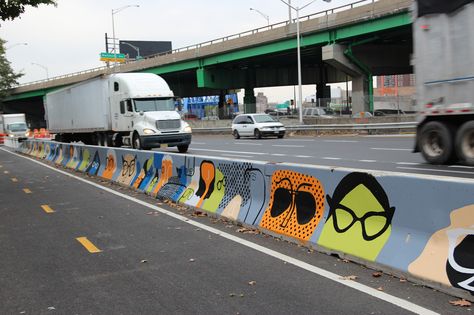 https://flic.kr/p/gRrV8c | Sight Scene | The New York City Department of Transportation's Urban Art Program, New York Cares and the Mayor's Community Affairs Unit organized two Barrier Beautification painting events in conjunction with New York Cares Service Day on Saturday, October 19, 2013. Jersey Barrier, Streetscape Design, Urban Furniture Design, Illustrative Design, Urban Beauty, Place Making, Art Program, Urban Furniture, Landscape Architecture Design