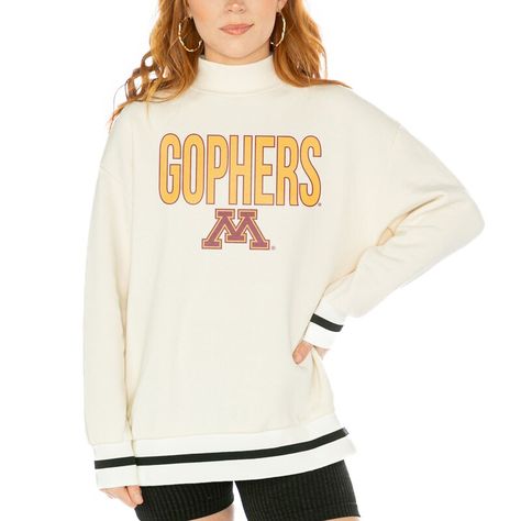 Show off your team pride in style with this Minnesota Golden Gophers Mock Neck Force Pullover Sweatshirt from Gameday Couture. The printed Minnesota Golden Gophers graphics show off your spirit while the trendy design shows off your unique fashion sense. Its the perfect way to diversify your wardrobe from your standard game day tee. Gameday Couture, Couture Tops, Minnesota Vikings, New York Jets, Cincinnati Bengals, New York Giants, Kansas City Chiefs, New England Patriots, White Sweatshirt