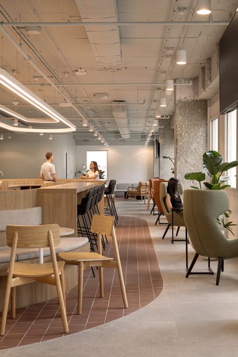 300 Adelaide Street | Archway Commercial Pantry Design, Kitchen Diner Archway, Office Teapoint Design, Arch Office Interior, Arch Walkway Interior, Exposed Brick Archway, Brick Interior Archway, Commercial Office Interior Design, Coworking Office Design