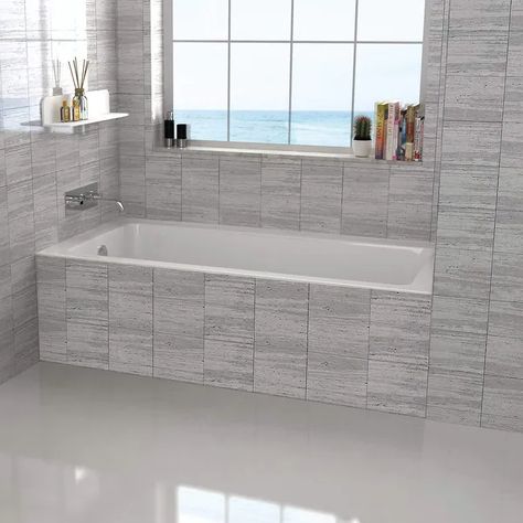 Fine Fixtures Tile-In White Fiberglass/Acrylic Soaking Bathtub with Built-in Tile Flange - On Sale - Bed Bath & Beyond - 11111604 Drop In Tub Ideas, Drop In Tub, Drop In Bathtub, Bathtub Tile, Best Bathroom Vanities, Tub Ideas, Tub Tile, Tub Surround, Bathroom Tub