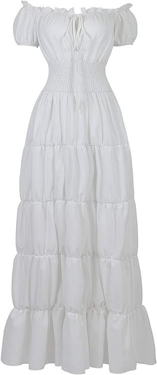 Amazon.com: Renaissance Costume Women Medieval Chemise Dress Peasant Tops Irish Under Dress White-S : Zhitunemi: Clothing, Shoes & Jewelry Irish Costumes, Blue Dresses For Women, Pleated Long Dress, Irish Dress, Rococo Dress, Off Shoulder Long Dress, Vestidos Retro, Chemise Dress, Dress Name