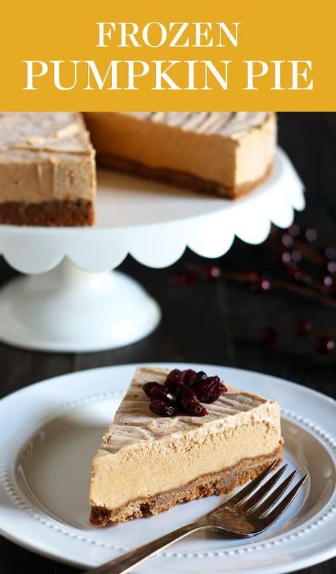 This no-bake Frozen Pumpkin Pie is the perfect fall recipe for mild weather, or anyone who loves a frosty treat year-round! One of the easiest pies ever! #pierecipes #pumpkinpie #pumpkin #peanutbutterpie #dessert #recipe #food #baking #fall #thanksgiving #handletheheat #thanksgivingdesserts #frozenpie #frozenpumpkinpie Frosty Pumpkin Pie, Frozen Pumpkin Pie Recipe, Frozen Pumpkin Dessert, Frozen Pies, Ultimate Cookie Recipe, Frozen Pumpkin Pie, Baking Fall, Pumpkin Cream Pie, Pumpkin Yogurt