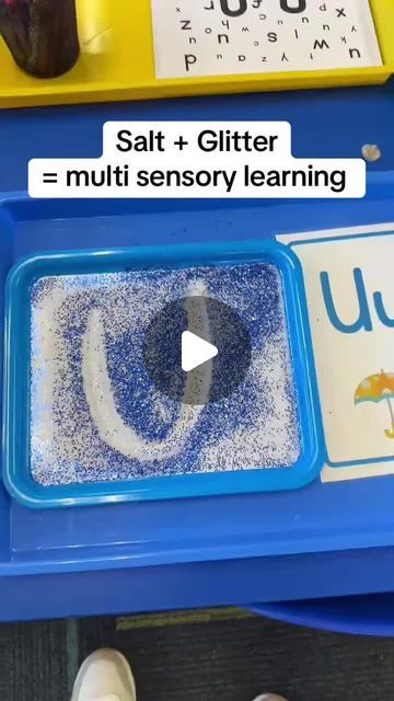 Preschool Vibes, Multi Sensory Learning, Letter Learning, Grainy Texture, Sprinkle Salt, Multi Sensory, Kids Work, Effective Learning, Letter U