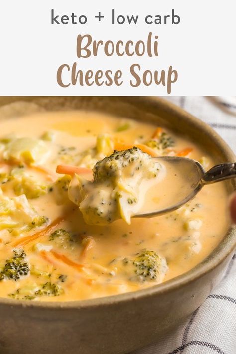 An easy stop top version of keto broccoli cheese soup that's low carb and cooks in no time. Instant pot and crockpot options with instructions there is no flour or xanthan gum needed and it's super creamy and delicious with a sautéed onion and garlic cheddar sauce. Broccoli Cheese Chicken Soup, Cheese Chicken Soup, Broccoli Cheese Chicken, Cheddar Sauce, Keto Broccoli Cheese Soup, Garlic Cheddar, Keto Broccoli, Keto Soups, Low Carb Soup Recipes