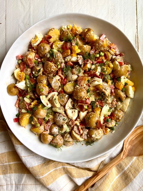 Cajun Style Warm Potato Salad Featuring Duke's Mayonnaise Cajun Salad Recipes, Sutherland Belle, Cajun Potato Salad, Warm Potato Salad, Cajun Potatoes, Louisiana Cuisine, Southern Potato Salad, Warm Potato Salads, Salad Maker