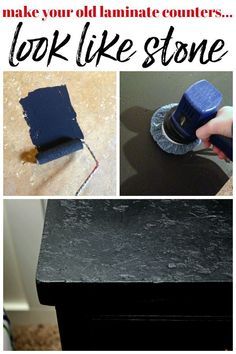 Cheapest Way To Update Countertops, Black Painted Countertops Diy, Glaze Coat Countertop, Stencil Countertop, Painting Countertops Black, Easy Diy Countertop Makeover, Chalk Paint Countertops Diy, Diy Bar Countertop, Countertop Redo Cheap