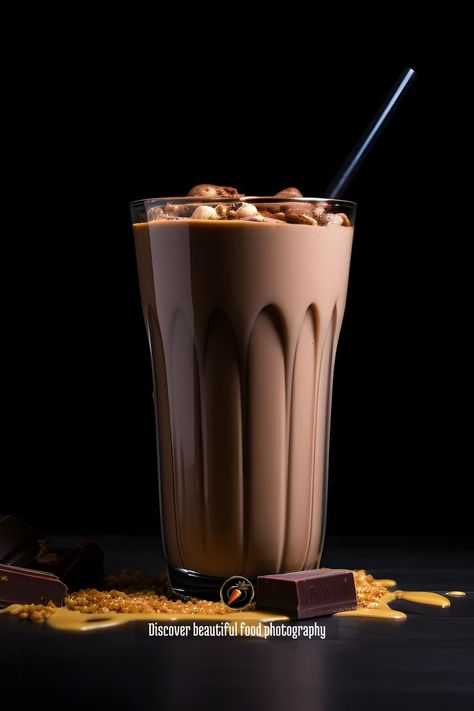 Indulge in this chocolatey and nutty Peanut Butter Cup Smoothie, a dessert-inspired beverage that is absolutely delicious! This creamy and brown smoothie is a nutritious energy booster perfect for breakfast or any time of day. Made with yogurt, ice, cocoa, and packed with peanut butter cup goodness, this satisfying treat will surely satisfy your cravings. Give yourself a well-deserved break and enjoy a delightful serving of this decadent smoothie. Brown Smoothie, Peanut Butter Cup Smoothie, Chocolate Raspberry Smoothie, Energy Vitamins, Raspberry Smoothie, Beautiful Food Photography, Peanut Butter Cup, Nutritious Breakfast, Decadent Chocolate